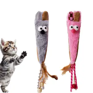 Yeni kedi Kicker oyuncak yumuşak peluş catinside içinde tavşan tasarım tüy kedi interaktif yastık Pet çiğnemek oyuncak