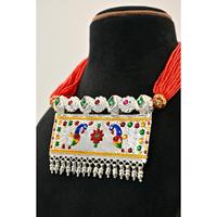 Ethnische Tevati Vintage 925 Silber Eingefasste Hochzeits-Choker-Halskette mit Zirkon-Blumenmuster und Anpassbarer Perlenkette