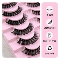 Faux cils en bande style russe, volume intense, courbure DD, épais, naturels, effet wispy, bande noire, vente en gros OEM