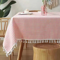 Nappe personnalisée en polyester à carreaux gingham avec franges, lavable, pour dîner, fête, mariage, banquet, décoration intérieure