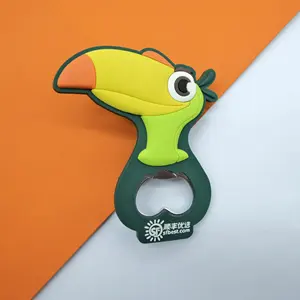 Custom.cartoon bottle opener Multi-colored pvc rubber with metal handle