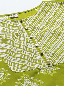 Conjunto de Verano de 2 Piezas con Estampado Floral Verde, Estilo Casual, 100% Algodón, Pantalones Palazzo Largos hasta el Tobillo, Secado Rápido y Ecológico - Product Image 4