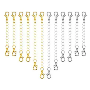 kalung emas extender Suppliers-Amazon Diskon Besar 5 Buah Set Kalung Penyambung, Gelang Rantai Kalung Baja Tahan Karat untuk Pembuatan Perhiasan Emas Perak