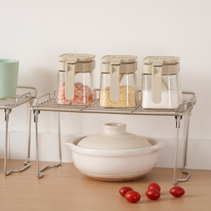 Étagère de rangement de cuisine en acier inoxydable, organisateur de comptoir, étagère à plusieurs niveaux pour armoire ou évier, design pliable - Product Image 1