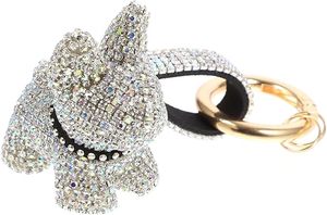 Portachiavi all'ingrosso con strass di cristallo a forma di bulldog francese, ciondolo bling per borsa, ciondoli per zaino a forma di cucciolo di bulldog, portachiavi a forma di cane, <span class=keywords><strong>regalo</strong></span> creativo - Product Image 6