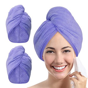 YoulerTex Lot de 2 serviettes turban en microfibre super absorbantes à séchage rapide pour cheveux bouclés longs et mouillés anti-frisottis (Violet) - Product Image 1