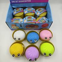 Jouet anti-stress souple en PU en forme de boulette vapeur aux grands yeux arc-en-ciel, jouet à presser pour enfants, cadeau de fête ou farce