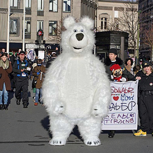 Costume de mascotte gonflable <span class=keywords><strong>ours</strong></span> blanc de 2,2 m pour <span class=keywords><strong>adulte</strong></span>, tenue de scène pour fête de Noël, costume de personnage - Product Image 1