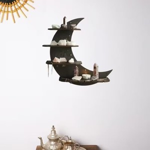 Star And Moon Hollow Wood <b>Shelf</b> 4 Layers <b>Wall</b> <b>Mounted</b> Crystal Display Rack Nordic Japanese Style Bedroom Living Room Storage - Product Image 4