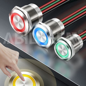 IP67 không thấm nước cảm ứng chuyển đổi 12mm 16mm 19mm 22mm có dây <span class=keywords><strong>24V</strong></span> 12V kim loại tạm thời phân đoạn vô cấp mờ đẩy nút chuyển đổi - Product Image 1