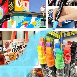 Bán Hàng Nóng 10Mm Cảm Thấy Tip Jumbo Áp phích Đánh Dấu 12 Màu Sắc Vuông Nib Nước Dựa Sơn Tốt Nhất Acrylic Sơn Bút Đánh Dấu Cho Bức Tranh - Product Image 6