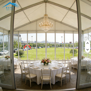 Lüks Açık Hava Alüminyum Çerçeveli Yüksek Tavanlı Karma Tip Çadır, Su Geçirmez PVC Büyük Düğün Parti Etkinlik Çadırı, Temperli Cam Duvarlarla - Product Image 4