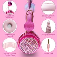 Usine Innoliance Anime Multicolore Mignon 2 Pièces Fil Filaire Rose Casque Sapin Enfants Licorne Casque avec Microphone pour Filles