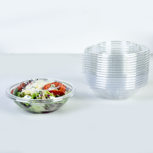 علب سلطة دائرية قابلة لإعادة التدوير سعة 8 أونصات مصنوعة من البولي إيثيلين تيريفثاليت، حاويات طعام للوجبات الجاهزة مانعة للتسرب، أوعية سلطة بلاستيكية شفافة مع غطاء - Product Image 3