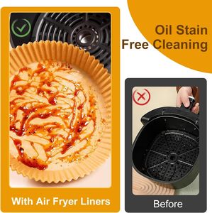 Forros Redondos para Freidora de Aire <span class=keywords><strong>Kaike</strong></span>, 150 Unidades, 6.3 Pulgadas, Resistentes al Aceite y al Calor, Papel Desechable Fácil de Limpiar para Cocinar y Hornear - Product Image 4