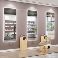 Miroir de Salon de Coiffure Professionnel GEDO, Miroir de Beauté Carré Mural en Alliage d'Aluminium Moderne avec Lumière LED pour Coiffeur