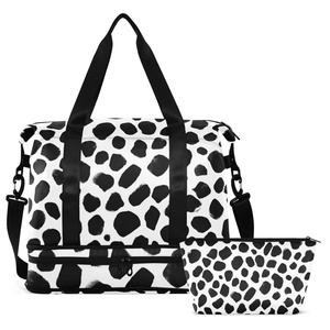Black Leopard Print Customs Logo Large Capacity Portable Travel <b>Bag</b> for Leisure Sports Dry Wet Separation Yoga Fitness <b>Bag</b> - Product Image 2