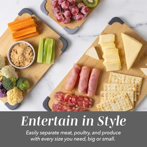 Ensemble de 3 planches à découper <span class=keywords><strong>en</strong></span> bambou biologique antidérapantes, gravables, certifiées FSC, pour la viande, les légumes et les fruits - Product Image 5