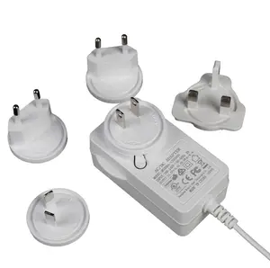 Adaptor ac colokan EU US AU UK yang dapat dipertukarkan 100 -- 240v ke 29v 1,8 A 2a dc