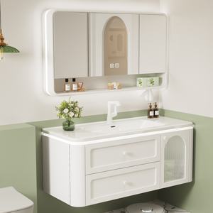 Mueble de Baño Moderno de Lujo Estilo Cuento de Hadas, MDF Lacado en Roble, con Espejo Inteligente, Lavabo y Diseño de Montaje en Pared para Hospital - Product Image 1