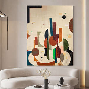 Peinture à l'huile peinte à la main, art abstrait, cadre métallique rectangulaire, décoration murale moderne minimaliste pour salon, Dafen Village Designer - Product Image 3