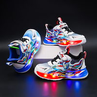 Baskets LED en maille Cema pour enfants, chaussures décontractées pour garçons, style Spider-Man, design lumineux de dessin animé pour le printemps