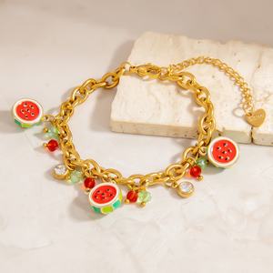 Pulsera de Oro de 18K de Lujo Ligero y Alta Gama para Mujer con Colgante de Acero Inoxidable, Pulseras de Moda con Dijes para Aniversarios - Product Image 3