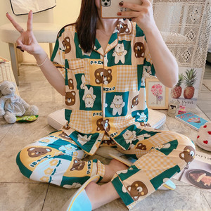 Nouvelle Collection 2025 – <span class=keywords><strong>Pyjama</strong></span> <span class=keywords><strong>Femme</strong></span> en Soie de Lait Tricotée Respirante à Manches Courtes – Ensemble Décontracté pour l'Été, l'Automne et le Printemps – Prix Abordable - Product Image 3