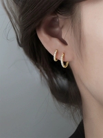 Anting-anting tusuk perak Sterling 925 EK476, model baru bergaya Ins, anting-anting gelang elegan, perhiasan wanita