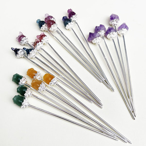 Nuevas llegadas artesanías de piedra semipreciosa, barra de pelo de cristal, horquilla de piedra de amatista cruda Natural para regalo - Product Image 2