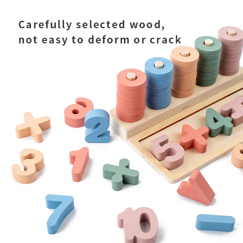 Wooden Montessori Number Matching Board, Math Arithmetic Blocks, Early ...