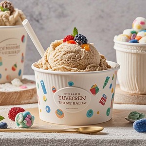 Custom Printed logo <b>Disposable</b> 4 oz 7oz 8oz 20oz 24oz 12oz Paper <b>Cup</b> for Ice Cream Yogurt <b>Cups</b> Wholesale Dessert Bowl With Lid - Product Image 3
