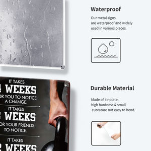 Plaque métallique amusante et motivante pour salle de sport, fitness, humour : « Il ne se lève pas tout seul » – l'exercice vous rend plus beau(e) à l'état nu – Décoration de bar - Product Image 4