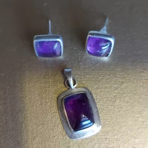 Collar de Amatista con Baño de Plata sobre Tungsteno, Hecho a Mano en Etiopía - Product Image 1