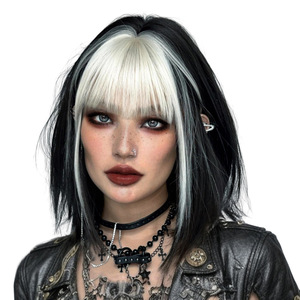 Peluca de <span class=keywords><strong>pelo</strong></span> corto estilo Bob de la subcultura YK2 para <span class=keywords><strong>mujer</strong></span>, <span class=keywords><strong>pelo</strong></span> corto y liso, flequillo blanco <span class=keywords><strong>ceniza</strong></span>/rojo rosa, estilo Lolita, de alta calidad, peluca completa de 38 cm - Product Image 1