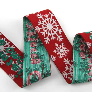 Jacquard Xmas Tree Deer Santa Claus Snowman Polyester Webbing Christmas Decorate Elastic Band For Garment Underwear Waistband