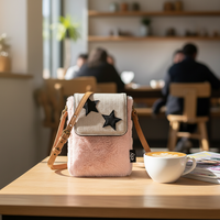 Sac à bandoulière/bandoulière en tissu peluche étoile à cinq branches grande capacité, style preppy mignon pour étudiants, vente en gros transfrontalière