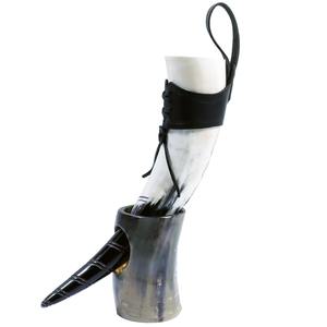Cuerno para beber hecho a mano con correa de cuero para hidromiel, cerveza y cerveza de malta a precio económico. Cuerno vikingo premium de CRAFT ZONE EXPORT. - Product Image 6