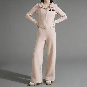 Set Felpa Modellante e Aderente Personalizzato per Donne, Ispessito con Pile e Cappuccio, Tuta Casual Antivento e Calda - Product Image 1
