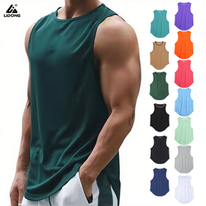 Venta al por mayor Gimnasio Tank Top Hombres Verano Casual Chaleco Estilo Ropa deportiva Material ligero Drop Armhole Cut Crew Neck Tank Tops para hombres - Product Image 1