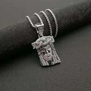 Colar de Pingente de Compromisso com Design de Rosto em Corrente de Corda de Aço Inoxidável Banho de Ouro YUANYU Hip Hop <span class=keywords><strong>Rock</strong></span> Man Bling Bling - Product Image 4