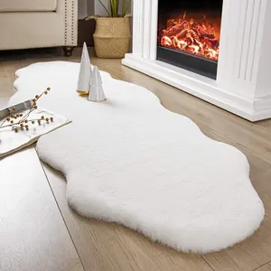 Super comfortable soft touch art home decorative fluffy living room carpet shaggy faux rabbit fur floor area rugs