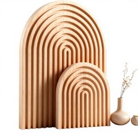 Planche de service en bois naturel style bohème scandinave Japandi - Étagère arquée pour cheminée, comptoir de cuisine, décoration intérieure