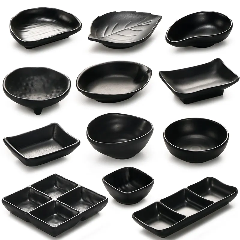 Bán Buôn Nhật Bản Matte Màu Đen Melamine Nước Sốt Nhỏ Món Ăn Sushi Nước Sốt Đậu Nành Món Ăn Cho Nhà Hàng