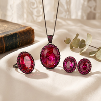 Nouveauté 2026 : Parure de bijoux vintage 3 pièces pour femme, zircon cubique taille ovale, motif floral, alliage de cuivre plaqué or