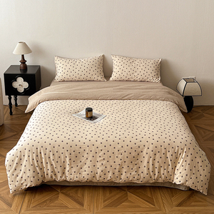 Juego de Cama de Cuatro Piezas de Algodón Lavado Jacquard de Alta Calidad con Diseño Floral Pequeño, Estilo Moderno, Sábanas y Funda de Edredón Sencillas - Product Image 2