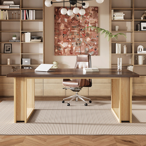Modern Luxury Contemporary Solid Wood Executive Desk with Gold Metal Legs for Home <b>Office</b> <b>Workstation</b> - Product Image 2