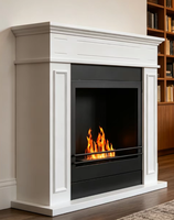 Cheminée électrique moderne autoportante en bois peint en blanc avec design décoratif sur mesure sans télécommande