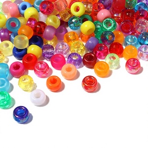 6x9mm <b>Large</b> Hole Round Dual Tone Acrylic Plastic & Lucite High Quality Customizable Barrel Beads for DIY Jewelry Keychains Bulk - Product Image 2