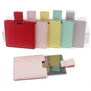 Ultra-Thin Compact Pocket <b>Mirror</b> Travel <b>Mirror</b> 6x6cm Mini Handheld Stainless Steel Unbreakable <b>Mirrors</b> with PU Leather Case - Product Image 2